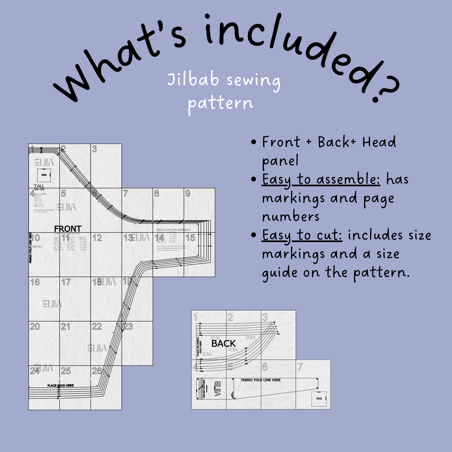 Jilbab Sewing Pattern with Complete Sewing Guide