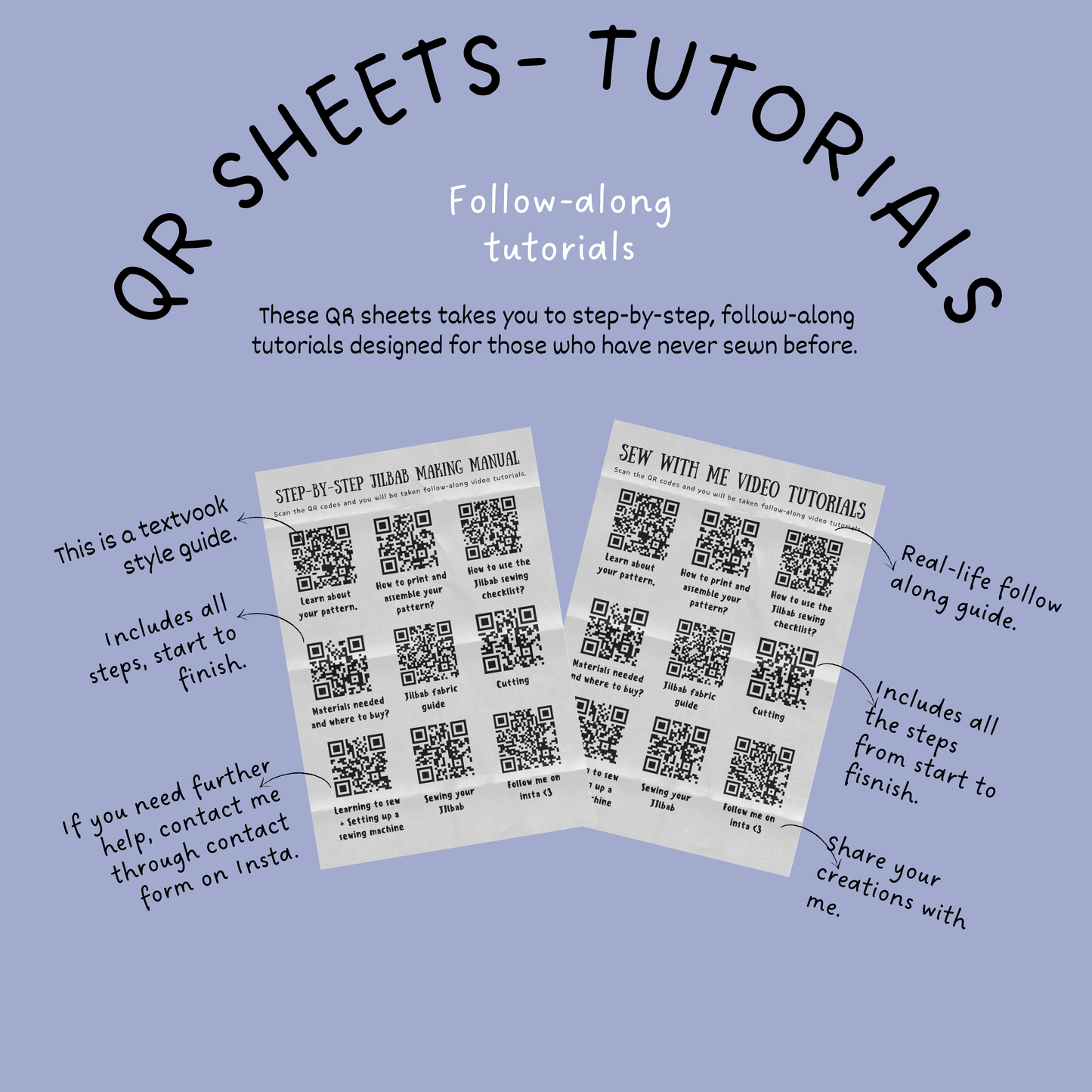 Jilbab Sewing Pattern with Complete Sewing Guide