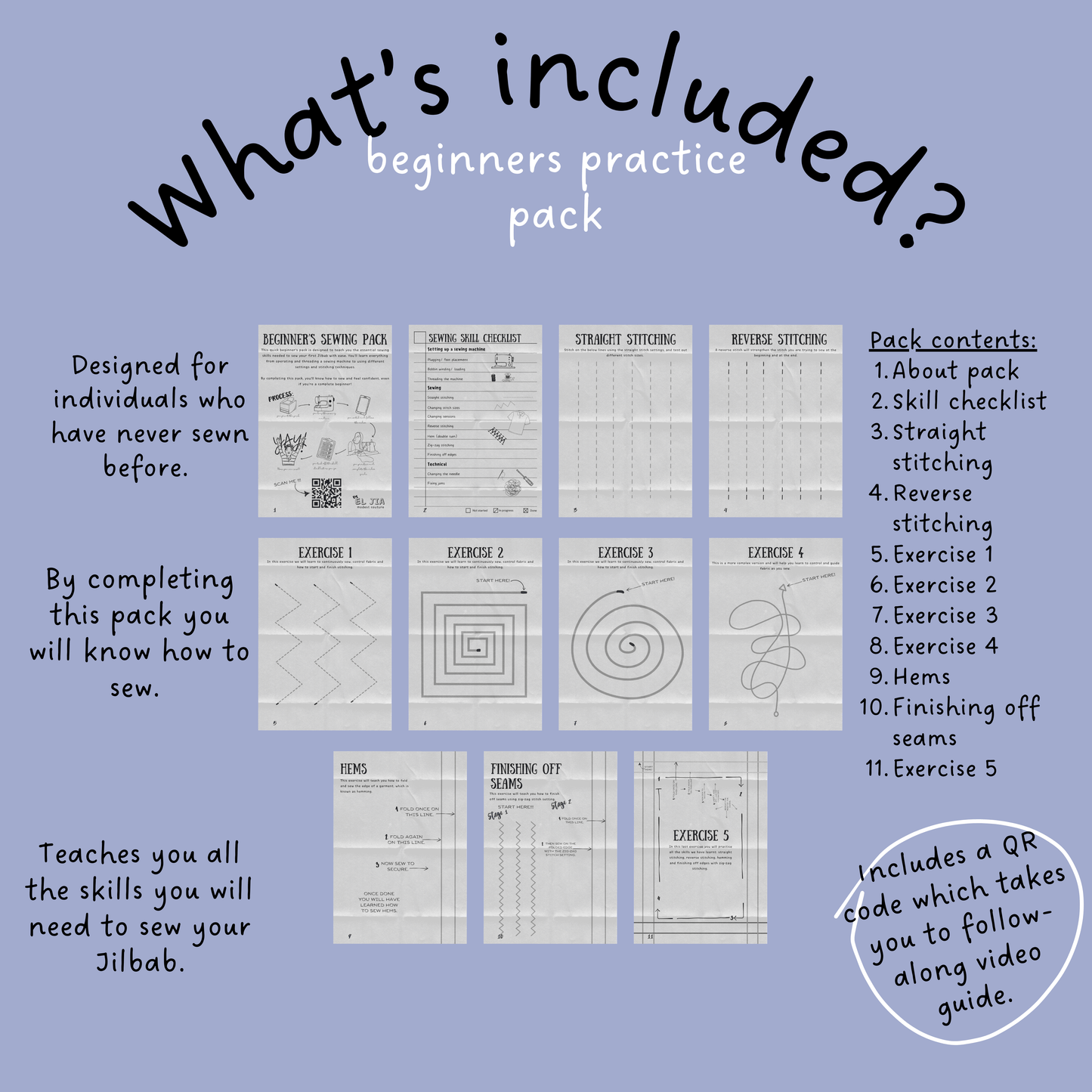 Jilbab Sewing Pattern with Complete Sewing Guide