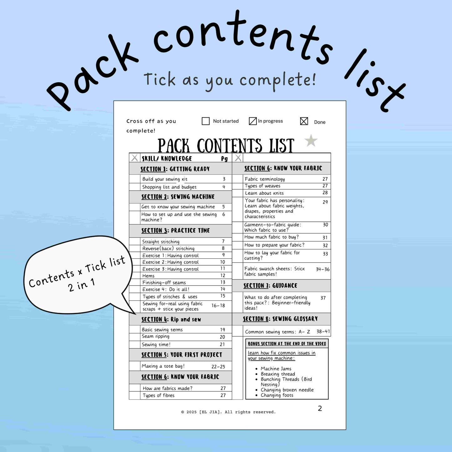BEGINNER'S SEWING PRACTICE PACK + COMPLETE VIDEO TUTORIAL