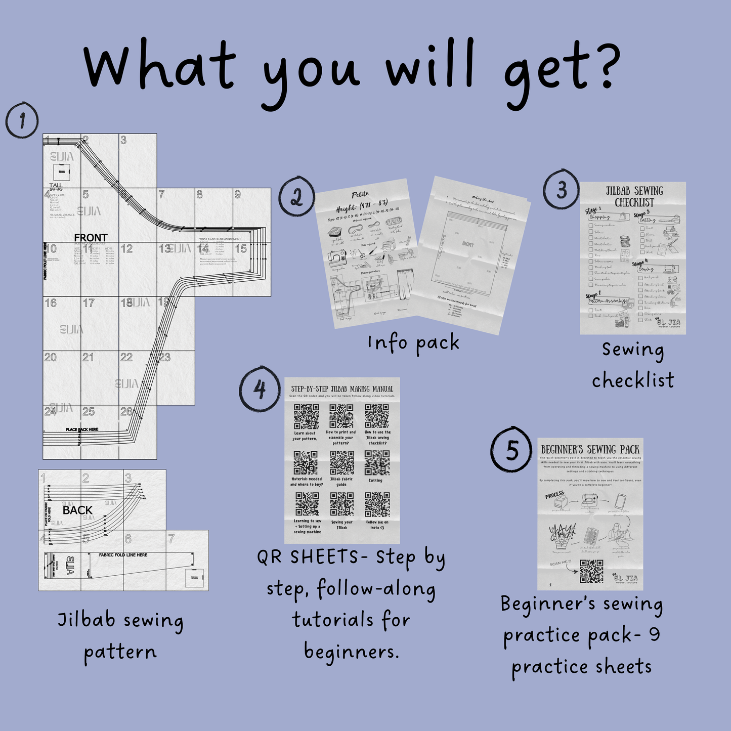 Jilbab Sewing Pattern with Complete Sewing Guide