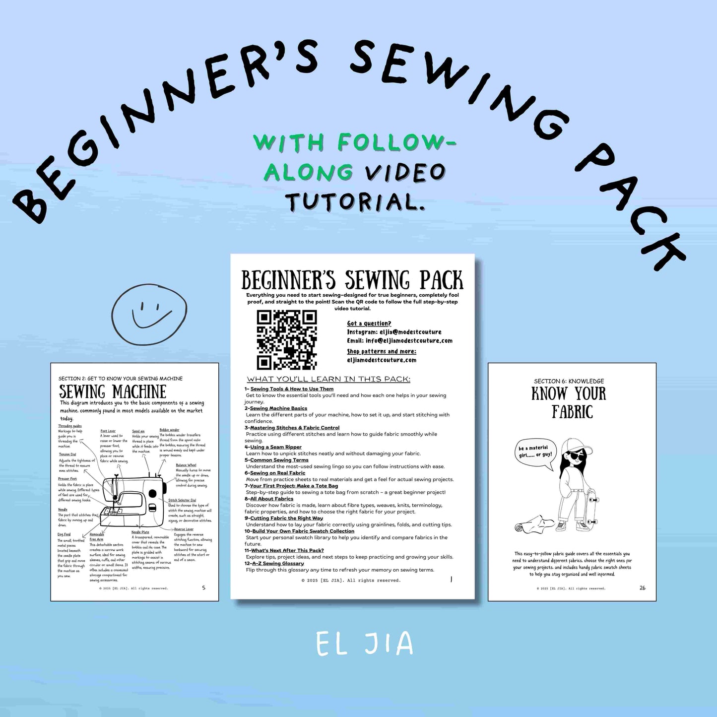BEGINNER'S SEWING PRACTICE PACK + COMPLETE VIDEO TUTORIAL